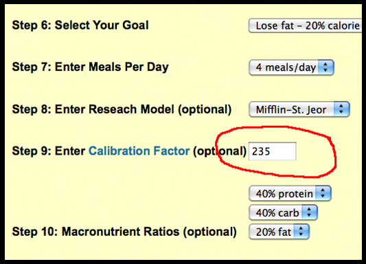 Calorie Calculator Calibration Example