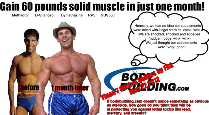 bodybuilding.com fined 7 Million for selling steroid laced supplements