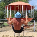 home lat pullup workout on a flying saucer