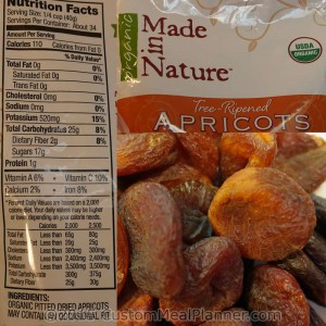 apricots, dried, nutritional information