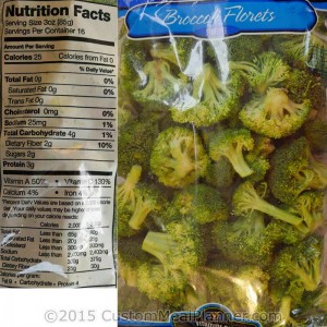 Broccoli, florets, nutritional information