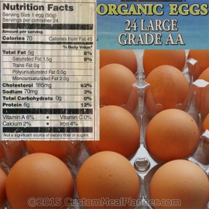Eggs, brown, organic, nutritional information