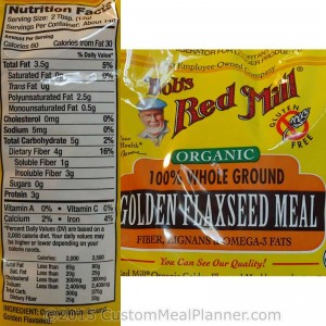 Flaxseed, organic, nutritional information