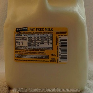 Milk, nonfat, nutritional information