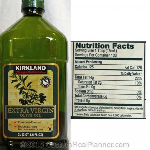 olive oil, nutritional information