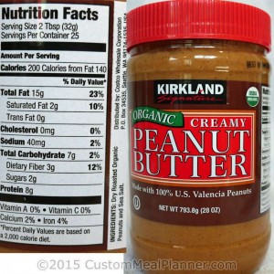 peanut butter, organic, nutritional information