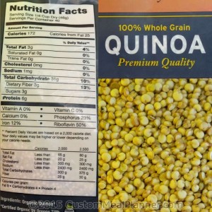 Quinoa, organic, nutritional information