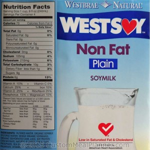 Soy milk, nonfat, plain, nutritional information