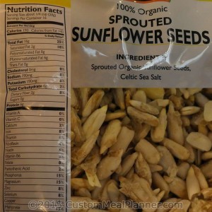 sunflower seeds, organic, nutritional information