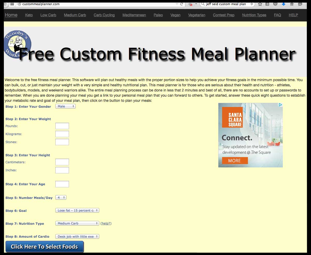 free custom meal plan