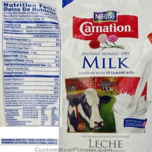 nonfat powdered milk nutritional information