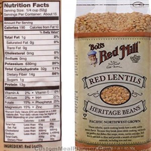 red lentils nutritional information
